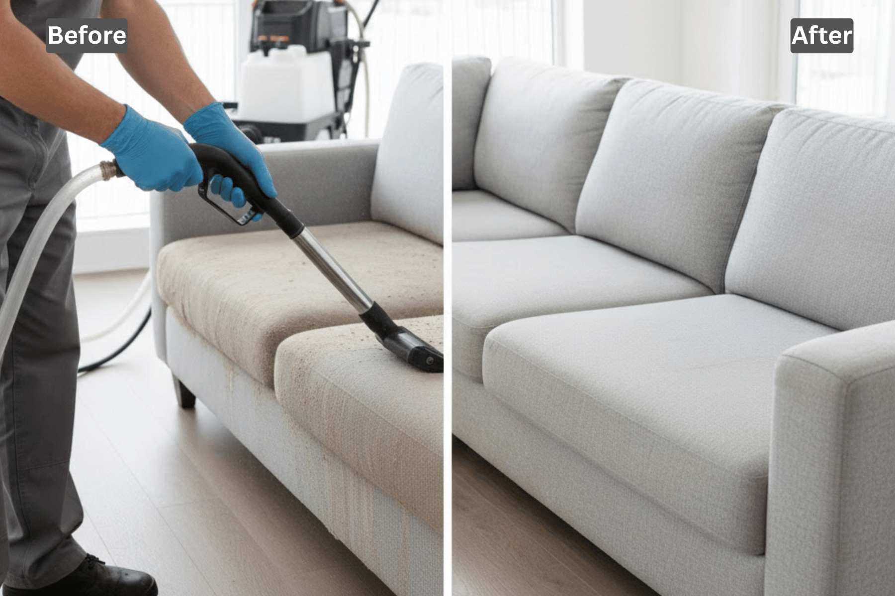 Sofa cleaning before after